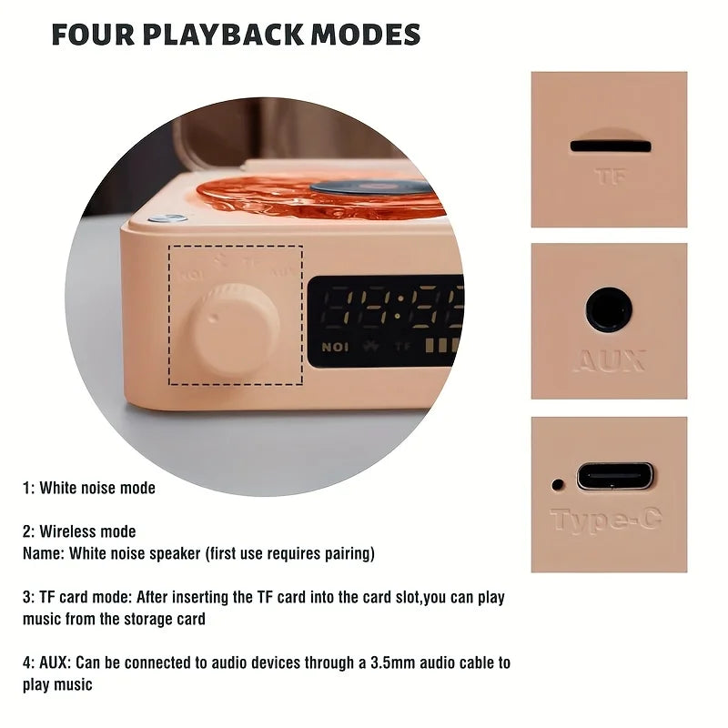 Retro Turntable Speaker Bluetooth, RGB Projection Lamp Effect