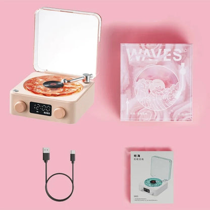 Retro Turntable Speaker Bluetooth, RGB Projection Lamp Effect