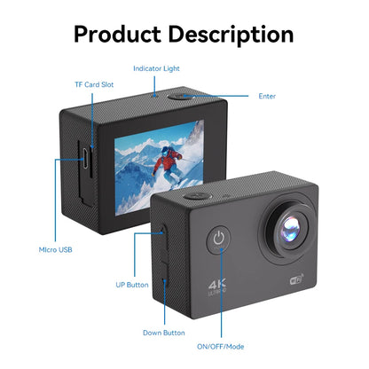 4K Action Camera with 120° Wide - Angle + WiFi